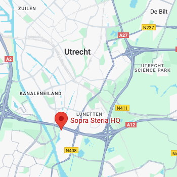A map showing where Sopra Steria Netherlands Headquarters is located, on the line between Nieuwegein and Utrecht